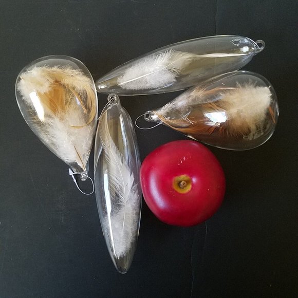 Blown Glass TEARDROP with Feather Ornament, Christmas Holidays - Picture 8 of 8